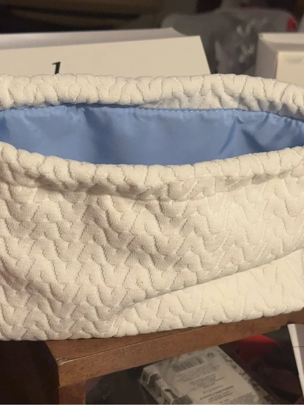 fresh cosmetics Large White Quilted Drawstring Top-Handle Drawstring Bag